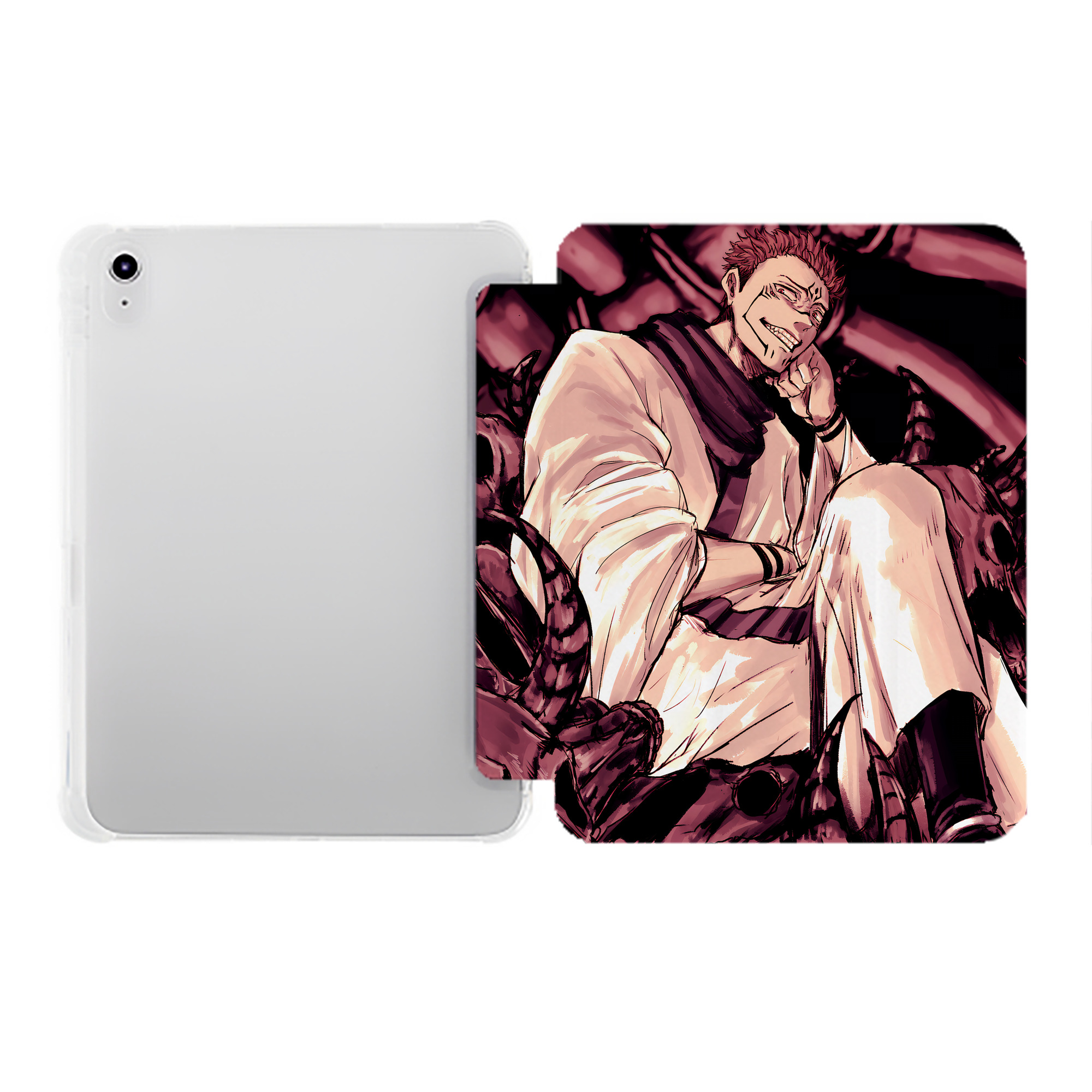 （画像用） 呪術廻戦 Jujutsu Kaisen IPad ケース ペン収納付き 三つ折りスタンド PUレザー×シリコン 対応機種9.5/10.5/10.9インチ